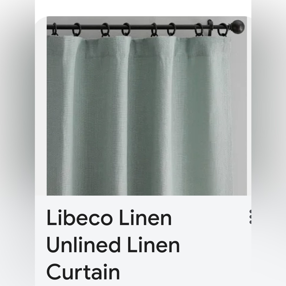 Belgian Linen Curtain Set of 2 Libeco Linen, Unlined, 50 x 96" Soft Mint